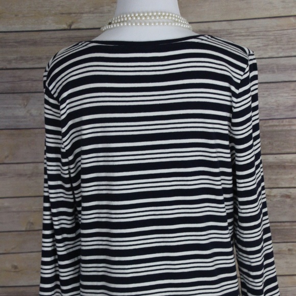 TALBOTS Navy & White Nautical-Inspired Striped Top - Picture 5 of 7